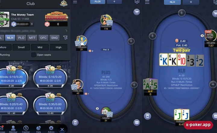 X-Poker — форматы игр Клубы и столы разных форматов в X-Poker