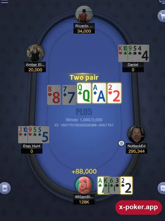 PLO5 (5-Card Omaha) table on X-Poker